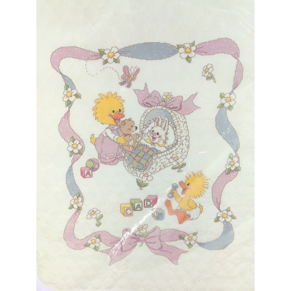 Janlynn Suzy's Zoo Stamped Cross Stitch Baby's Friends Quilt Blanket 38-146 1994